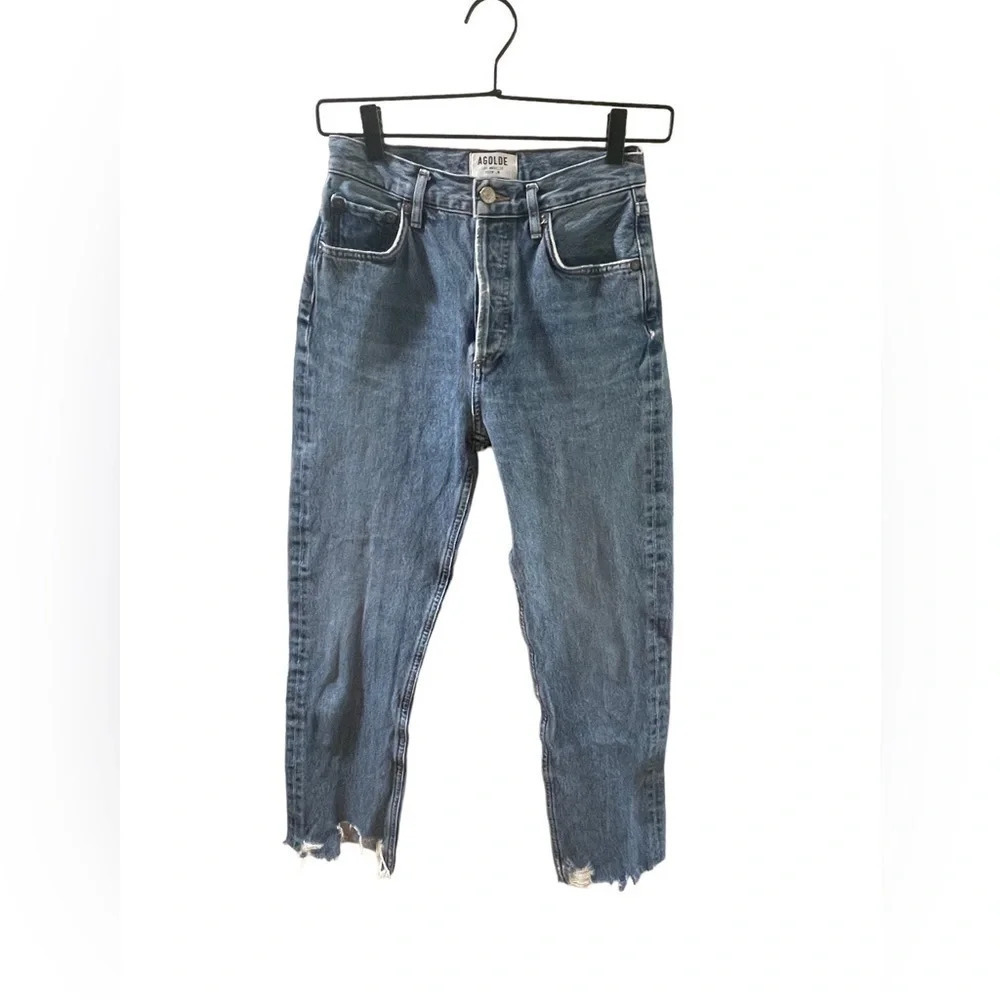 Agolde Premium, Highwaisted Button Fly, Distressed Hem. Size 23